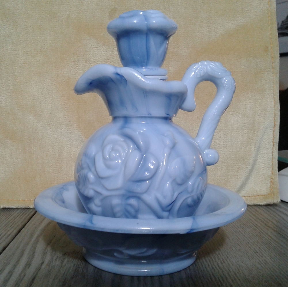 Vintage Avon Blue & White Perfume Bottle